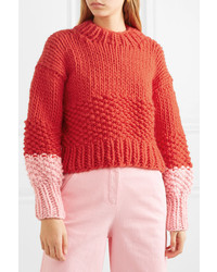 roter Strick Oversize Pullover von The Knitter