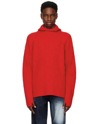 roter Strick Pullover mit einem Kapuze von Ader Error