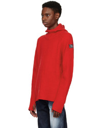 roter Strick Pullover mit einem Kapuze von Ader Error