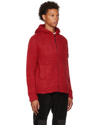 roter Strick Pullover mit einem Kapuze von Stone Island