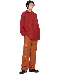 roter Strick Pullover mit einem Kapuze von GAUCHERE