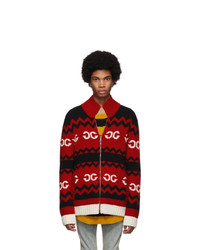 roter Strick Pullover mit einem Reißverschluß von Gucci