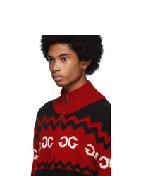 roter Strick Pullover mit einem Reißverschluß von Gucci