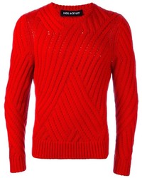 roter Strick Pullover mit einem Rundhalsausschnitt