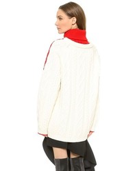 roter Strick Rollkragenpullover