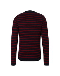 roter und dunkelblauer horizontal gestreifter Pullover mit einem Rundhalsausschnitt von Tom Tailor Denim