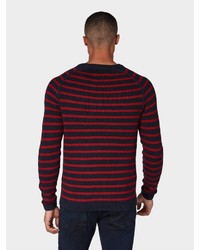 roter und dunkelblauer horizontal gestreifter Pullover mit einem Rundhalsausschnitt von Tom Tailor Denim