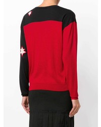 roter und schwarzer bedruckter Pullover mit einem Rundhalsausschnitt von Sonia Rykiel