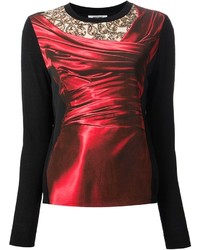roter und schwarzer bedruckter Pullover mit einem Rundhalsausschnitt von Moschino Cheap & Chic