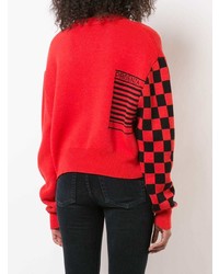 roter und schwarzer bedruckter Pullover mit einem Rundhalsausschnitt von Proenza Schouler