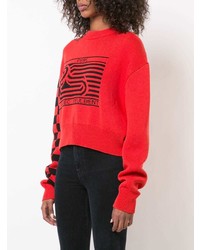 roter und schwarzer bedruckter Pullover mit einem Rundhalsausschnitt von Proenza Schouler