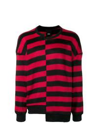 roter und schwarzer horizontal gestreifter Pullover mit einem Rundhalsausschnitt von D.GNAK