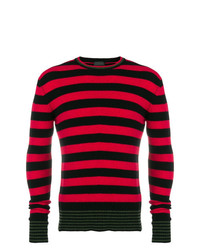 roter und schwarzer horizontal gestreifter Pullover mit einem Rundhalsausschnitt von Diesel Black Gold