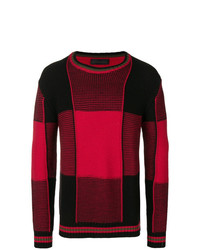 roter und schwarzer horizontal gestreifter Pullover mit einem Rundhalsausschnitt von Diesel Black Gold