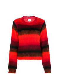 roter und schwarzer horizontal gestreifter Pullover mit einem Rundhalsausschnitt von Dondup