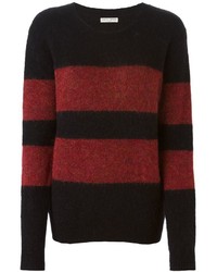 roter und schwarzer horizontal gestreifter Pullover mit einem Rundhalsausschnitt von EACH X OTHER