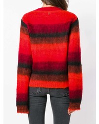 roter und schwarzer horizontal gestreifter Pullover mit einem Rundhalsausschnitt von Dondup