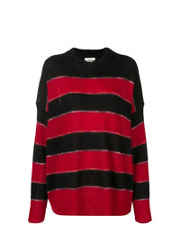 roter und schwarzer horizontal gestreifter Pullover mit einem Rundhalsausschnitt von Isabel Marant Etoile