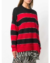 roter und schwarzer horizontal gestreifter Pullover mit einem Rundhalsausschnitt von Isabel Marant Etoile