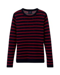 roter und schwarzer horizontal gestreifter Pullover mit einem Rundhalsausschnitt von Lexington