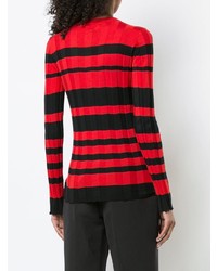 roter und schwarzer horizontal gestreifter Pullover mit einem Rundhalsausschnitt von Derek Lam