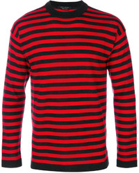 roter und schwarzer horizontal gestreifter Pullover mit einem Rundhalsausschnitt von Marc Jacobs