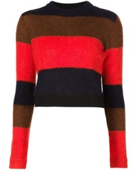 roter und schwarzer horizontal gestreifter Pullover mit einem Rundhalsausschnitt von Rag and Bone