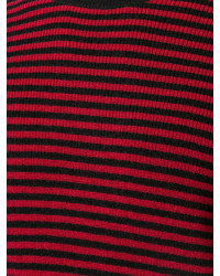 roter und schwarzer horizontal gestreifter Pullover mit einem Rundhalsausschnitt von Ovadia & Sons