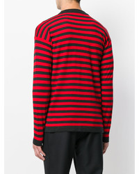 roter und schwarzer horizontal gestreifter Pullover mit einem Rundhalsausschnitt von Marc Jacobs