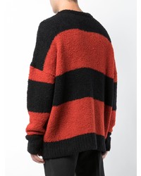 roter und schwarzer horizontal gestreifter Pullover mit einem Rundhalsausschnitt von Amiri