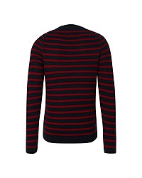 roter und schwarzer horizontal gestreifter Pullover mit einem Rundhalsausschnitt von Tom Tailor Denim