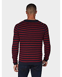 roter und schwarzer horizontal gestreifter Pullover mit einem Rundhalsausschnitt von Tom Tailor Denim