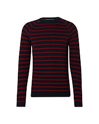 roter und schwarzer horizontal gestreifter Pullover mit einem Rundhalsausschnitt von Tom Tailor Denim