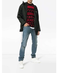 roter und schwarzer horizontal gestreifter Pullover mit einem Rundhalsausschnitt von Givenchy