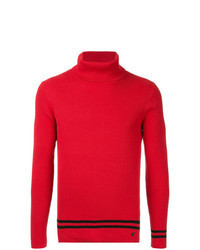 roter und schwarzer Rollkragenpullover