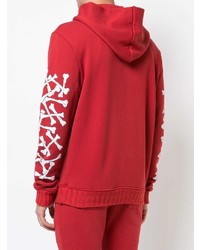 roter und weißer bedruckter Pullover mit einem Kapuze von Amiri
