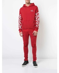 roter und weißer bedruckter Pullover mit einem Kapuze von Amiri