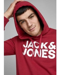 roter und weißer bedruckter Pullover mit einem Kapuze von Jack & Jones