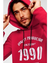 roter und weißer bedruckter Pullover mit einem Kapuze von Jack & Jones