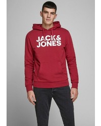 roter und weißer bedruckter Pullover mit einem Kapuze von Jack & Jones