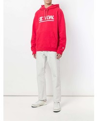 roter und weißer bedruckter Pullover mit einem Kapuze von Champion X Wood Wood
