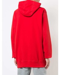 roter und weißer bedruckter Pullover mit einem Kapuze von Aimé Leon Dore