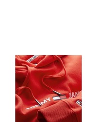 roter und weißer bedruckter Pullover mit einem Kapuze von Tommy Jeans