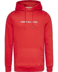 roter und weißer bedruckter Pullover mit einem Kapuze von Tommy Jeans