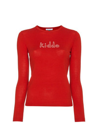 roter und weißer bedruckter Pullover mit einem Rundhalsausschnitt von Bella Freud