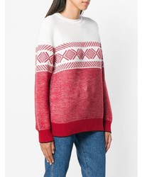 roter und weißer bedruckter Pullover mit einem Rundhalsausschnitt von Z Zegna