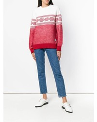 roter und weißer bedruckter Pullover mit einem Rundhalsausschnitt von Z Zegna