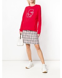 roter und weißer bedruckter Pullover mit einem Rundhalsausschnitt von Karl Lagerfeld