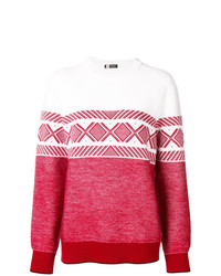 roter und weißer bedruckter Pullover mit einem Rundhalsausschnitt von Z Zegna