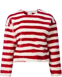 roter und weißer horizontal gestreifter Pullover mit einem Rundhalsausschnitt von EACH X OTHER